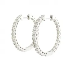 K18WG フープ ダイヤモンド ピアス 2.00CT