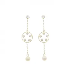 K18YG 淡水パール ピアス 4.3mm