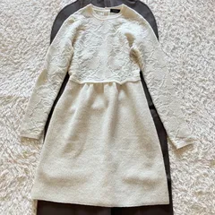 マックスアンドコー　ニットワンピース　長袖　レース　白　38