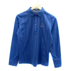 キャロウェイ CALLAWAY ゴルフウエア ポロシャツ ポロカラー 長袖 刺繍 L 青 ブルー /HO37