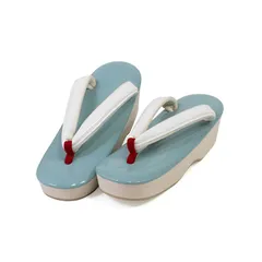 〈日本製〉ＥＶＡ草履 （秘色色/ひそくいろ/鼻緒白＋前坪エンジ/フリーサイズ）【ms1368】