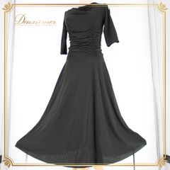 【美品 社交ダンス衣装】ワンピース ドレス ICHIOKU 黒 ブラック 長袖 社交ダンス 衣装 スタンダード ドレス ワンピース レッスンウェア