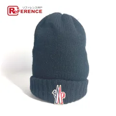 MONCLER モンクレール ニット帽 ロゴ ワッペン ウール ブラック