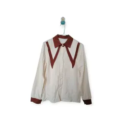 ビック襟ブラウス/Lオススメ(未使用)