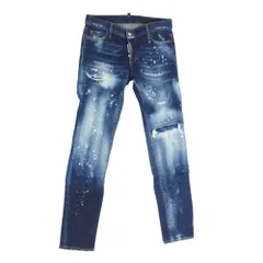 DSQUARED2 ディースクエアード S72LB0436 Super Twinky Jean スーパーツインキー ドリップペイント ダメージ リペア加工 デニム ストレッチ スキニー スリム パンツ インディゴブルー系 38【中古】