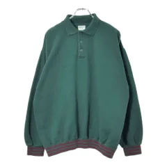 90年代 CHEETAH スウェットポロシャツ ラインリブ グリーン(メンズ L)中古 古着 X1093