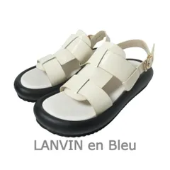 美品 ランバンオンブルー LANVIN en Bleu グルカサンダル プラットフォームサンダル レザー 厚底 オープントゥ スリングバック オフホワイト サイズL 約24.5～25cm レディースのサムネイル