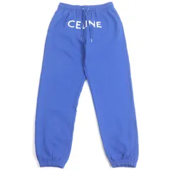 極美品□CELINE セリーヌ 2Z056052H コットン100％ ロゴプリント スウェットパンツ ジョガーパンツ ブルー L イタリア製 正規品 メンズのサムネイル