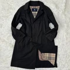 【美品/M】BURBERRY LONDON バーバリーロンドン ステンカラーコート ロングコート アウター ジャケット 三陽商会 キルティングライナー付 ノバチェック ブラック 黒 フォーマル ビジネス カジュアル 通勤 通学 入学式 入園式 卒園式 卒業式