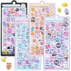 Drado ぷくぷくシール ぷくぷく ぷっくり 立体シール かわいい 中空 4枚セット 立体 おしゃれ デコシール ごほうび 子供 貼り付け可能 贈り物 手帳 携帯 DIY用（C） 1