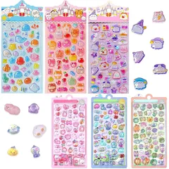 mefeny 第一世代 ぷくぷくシール ぷくぷく ぷっくりシール 立体 中空 かわいい 約280点 6枚セット ごほうび キラキラ 韓国 子供 大容量 スマホケース 手帳 diy 贈り物 1