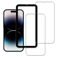 【人気商品】ガラスフィルム 用の 強化ガラス Pro 保護フィルム iPhone14 ガイド枠付き 対応 2枚セット 日本旭硝子素材製