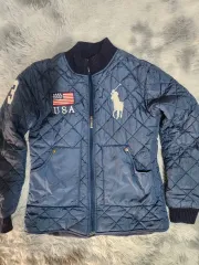 ポロ ラルフローレン USA キルティング 起毛 ジャケット ネイビー