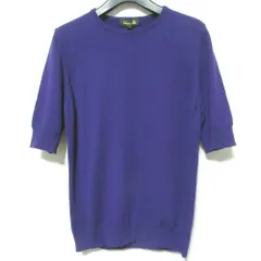 美品 Drawer ドゥロワー カシミヤ100％ クルーネックショートスリーブ ニット 6518-106-0294 サイズ2 パープル レディース 古着 中古 USED