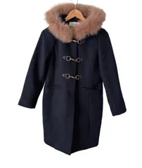 Z1726 MISCH MASCH  ミッシュマッシュ　ウールコート　ファー　レディース　ブラック　黒　Mサイズ38