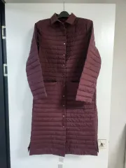 新品級) バーガンディ ロング 軽量ダウンコート