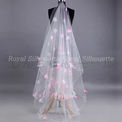 ベール ウェディングベール ホワイト 白 花 フラワー ピンク 結婚式 二次会 パーティー ウェディング 花嫁 プリンセス 森ガール 刺繍 可愛