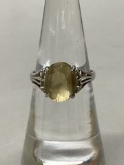 天然石リング シトリン イエロー 高透明遊色綺麗 7*5mm SV925刻印