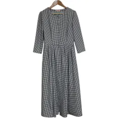 美品 24AW TOCCA トッカ 洗える 千鳥格子 フレアワンピース サイズ00 ブラックホワイト レディース 古着 中古 USED
