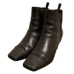 良品 Au BANNISTER オゥバニスター レザー スクエアトゥ サイドゴアブーツ サイズ37 約23.5cm ブラック レディース 古着 中古 USED