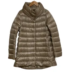 良品 HERNO ヘルノ モックネック ダウンコート サイズ40 グレー ベージュ レディース 古着 中古 USED