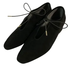 美品 LE TALON ルタロン OBLIQUE LACE-UP PUMPS レースアップパンプス サイズ24.5cm ブラック レディース 古着 中古 USED