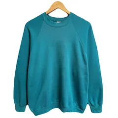 〜90's USA製 FRUIT OF THE LOOM フルーツオブザルーム ラグランスウェット トレーナー 無地 ターコイズブルー Lサイズ No.M011