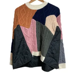 美品 Chesty チェスティ カラーブロック ドッキング ケーブルニット プルオーバー セーター サイズF マルチカラー レディース 古着 中古 USED