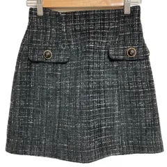 未使用 eimy istoire エイミーイストワール モールツイードハイウエストミニスカート サイズS ブラック レディース 古着 中古 USED
