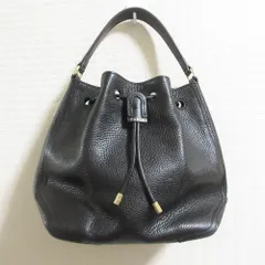 美品 FURLA フルラ アテナ レザー 巾着 ドローストリングバッグ ハンドバッグ WB00541 ブラック レディース 古着 中古 USED