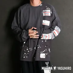 【Maison MIHARA YASUHIRO/メゾン ミハラヤスヒロ】Embellished Sticker Long Sleeves Tee - BLACK / ロングスリーブTシャツ / A16LT591【送料無料】