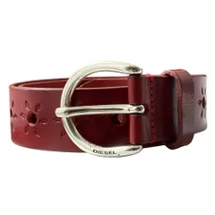 美品 DIESEL ディーゼル レザー ベルト サイズ80/32 レッド レディース 古着 中古 USED