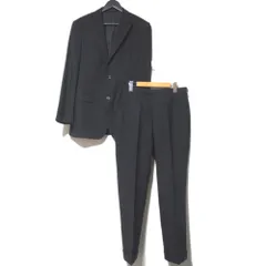 美品 BURBERRY BLACK LABEL バーバリーブラックレーベル シャドーストライプ テーラードジャケット+スラックス スーツ 38L 黒 メンズ 古着 中古 USED