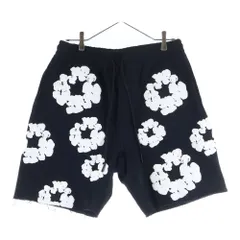 READY MADE (レディメイド) ×DENIM TEARS フラワー コットンスウェットショートパンツ ブラック RE-DT-BK-00-00-17