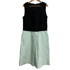 美品 TO BE CHIC トゥービーシック ノースリーブ ドッキングワンピース サイズ40 ブラック ライトグリーン レディース 古着 中古 USED