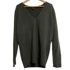 美品 Theory セオリー カシミヤ100% Vネック ニット セーター サイズS カーキ レディース 古着 中古 USED