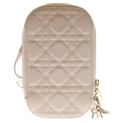 Christian Dior クリスチャンディオール カナージュ フォンホルダー チェーンポーチ ショルダーバッグ ミニバッグ ライトピンク ラムレザー ゴールド金具 Christian Dior（クリスチャン・ディオール） ディオール MISS DIOR
