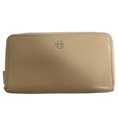 美品 TORY BURCH トリーバーチ ラウンドファスナー ロングウォレット ピンクベージュ レディース 古着 中古 USED