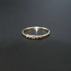 美品 agate アガット K10YG 5Pダイヤモンド 0.03ct リング 指輪 9号 イエローゴールド レディース 古着 中古 USED
