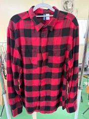22☆ H&M「DIVIDED」ライン 赤黒チェック　フランネルシャツ