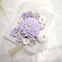 つまみ細工の髪飾り❀霞色合わせの紫霞❀12点セット