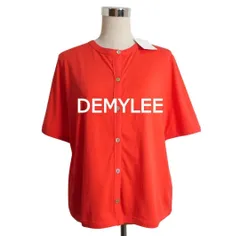 新品同様 タグ付き DEMYLEE デミリー サイズOS コットン クルーネック 半袖 ニット カーディガン 赤 レッド レディース