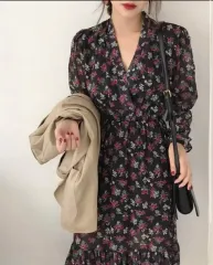 FROMDAYONE フロムデイワン フラワー ロング ONE PIECE / ブラック