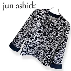 jun ashida ジュンアシダ ネイビー×ホワイト レディース アウター ジャケット 長袖 上品 サイズ11 Lサイズ相当 895KZ