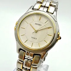 B093【美品】 SEIKO DOLCE セイコー ドルチェ 薄型 コンビカラー ラウンドケース メンズウォッチ クォーツ