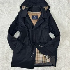 【美品/M】BURBERRY LONDON バーバリーロンドン ダウンコート トレンチコート ブルゾン ダウンライナー付き 取り外し可能フード 三陽商会 メガノバチェック ブラック 黒 フォーマル ビジネス カジュアル 通勤 通学 入学式 入園式 卒園式