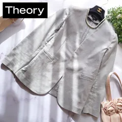23SS セオリー ノーカラージャケット グレー ストレッチ 00 XS相当