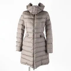 美品◎MONCLER モンクレール FLAMMETTE フラメッテ 美シルエット ワッペン・フード付き ロング ダウンコート ベージュ 00 正規品 レディース