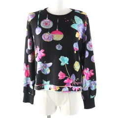 レオナールスポーツ ニット カシミヤ100% 花柄刺繍 ブラック LEONARD・L・カシミヤ・花柄タートル・ 黒・半袖ニット・レオナール