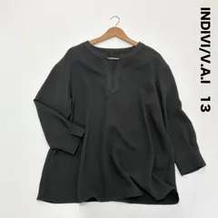 INDIVI V.A.I インディヴィヴァイ☆トリアセテート混キーネックステッチブラウス 13 ブラック